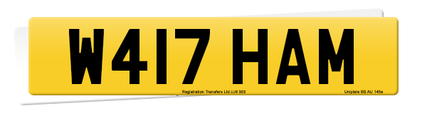 Registration number W417 HAM